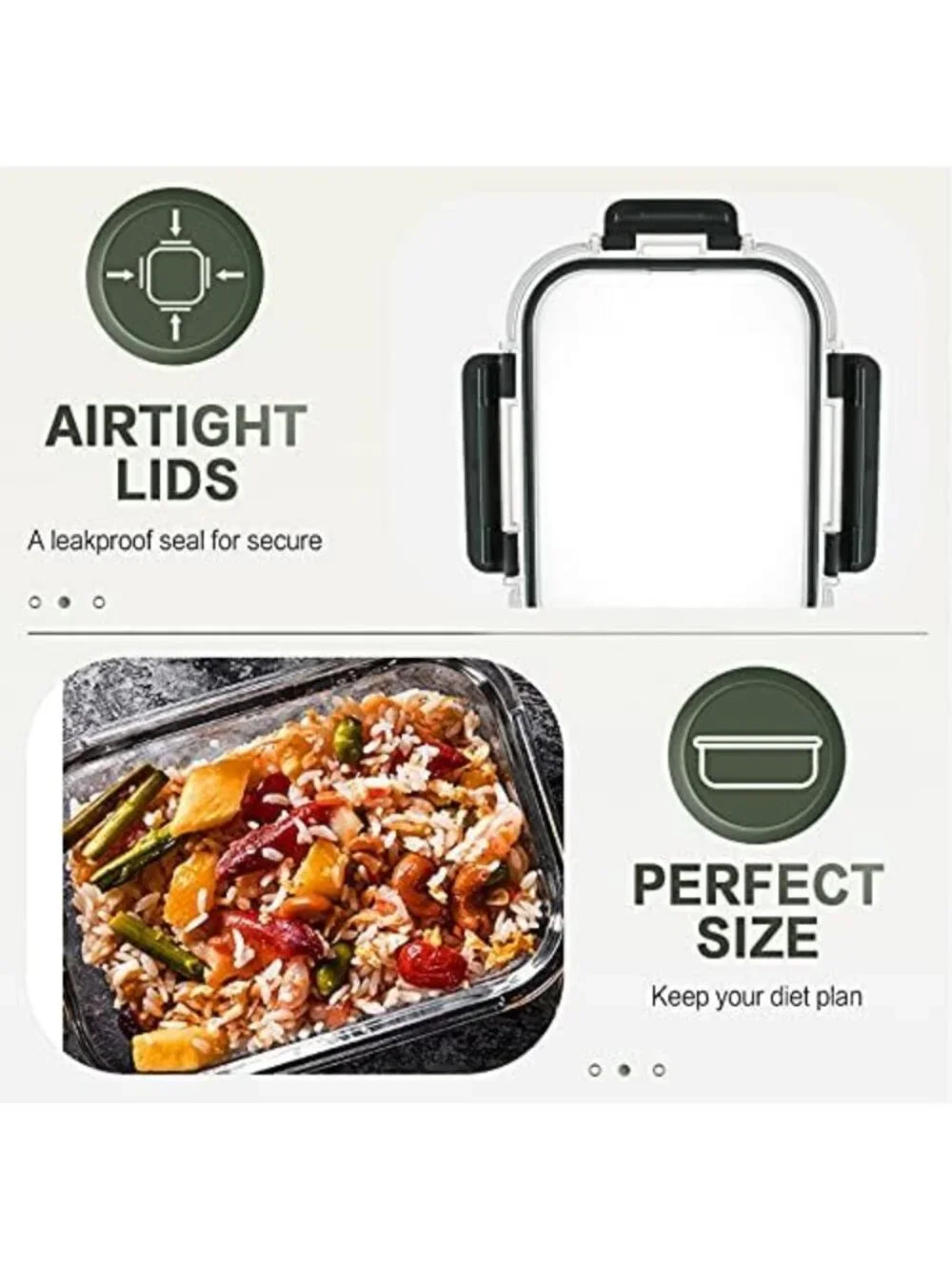 30 oz Glass Meal Prep Containers - 10 Pack, Airtight Food Storage, Microwave